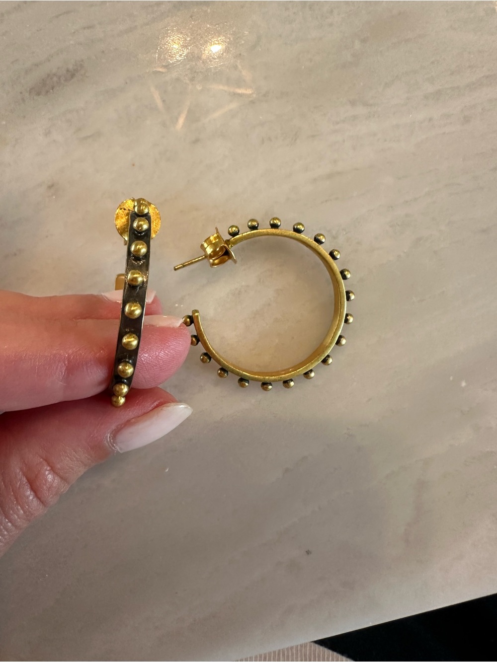 Julie Vos Gold and Black Hoop Earrings